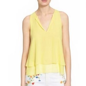 Tory Burch - Alex Yellow Layered Sleeveless Silk Top - Size 14